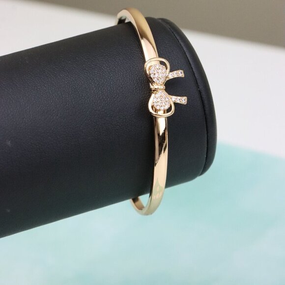 Rose Gold Bangle with Bow Knot Design & Micro Zircon Detailing, XPBL0426 - Picture 8 of 12